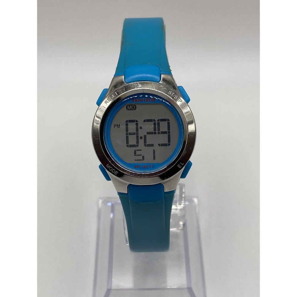 Armitron Pro Sport Ladies Blue Silicone Digital Watch W/R 165ft New Batt